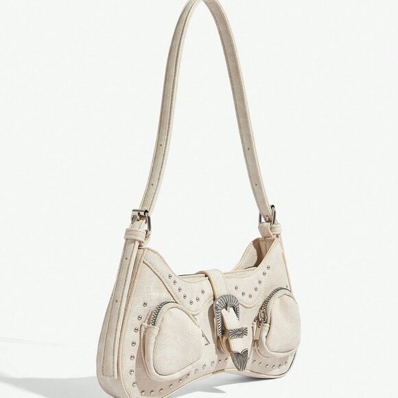 Apricot Women's country western Boho Shoulder Rhinestone Decoration Bag - Picture 4 of 8